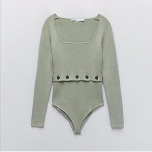 Light green long sleeve sweater bodysuit